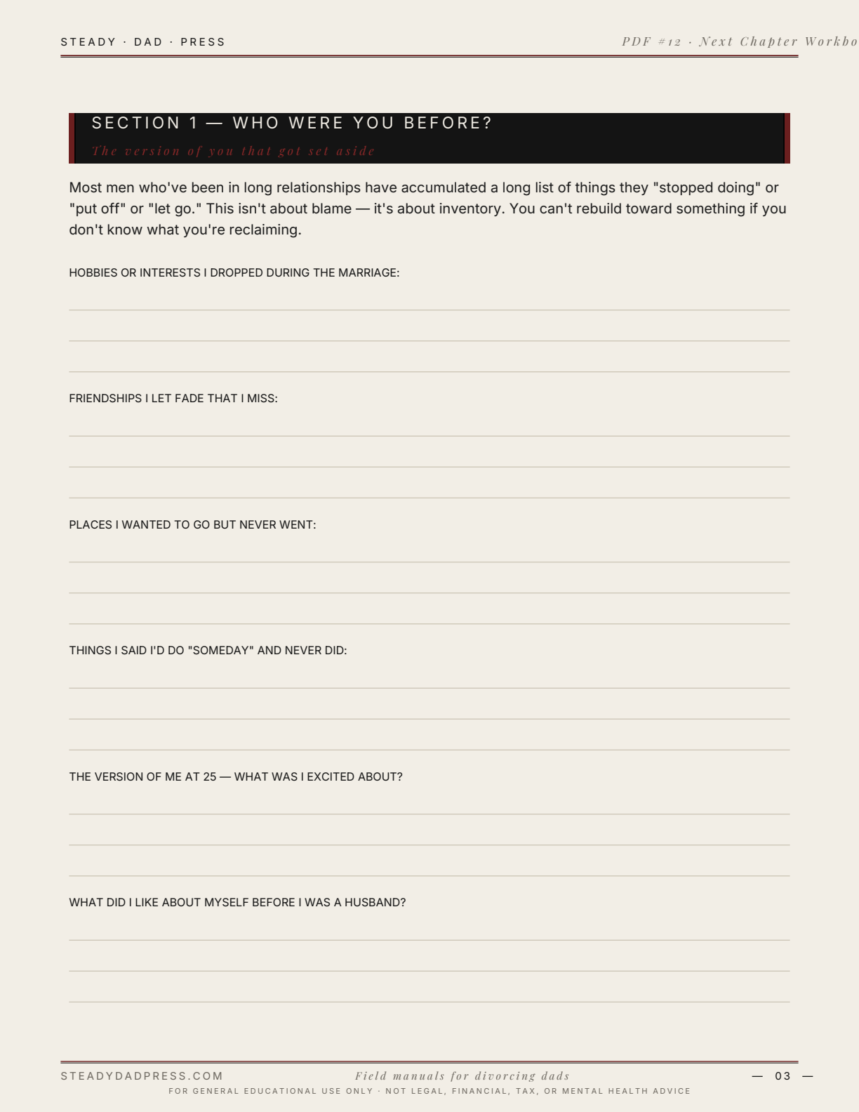 Next Chapter Workbook — sample page